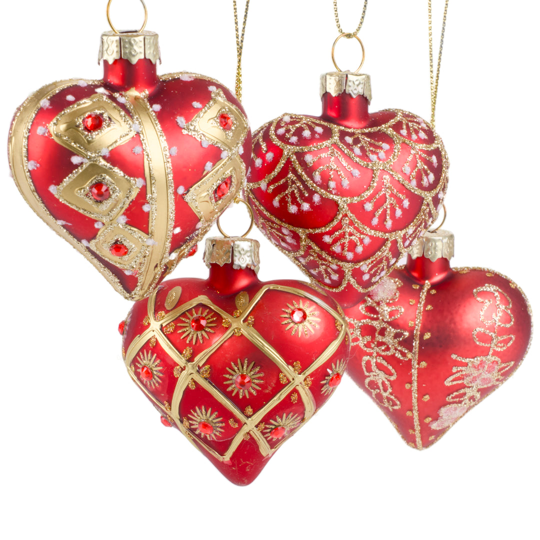 Set of Heart Baubles