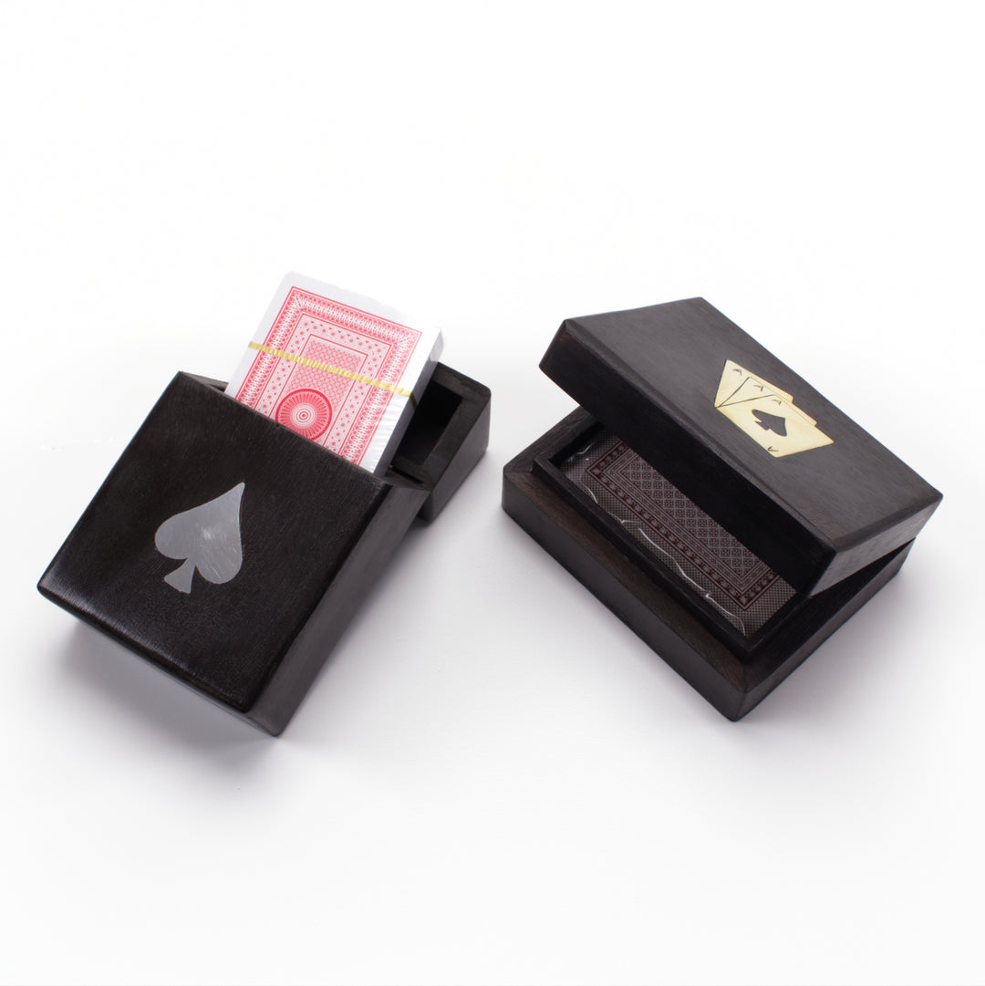 Inlaid Wooden Card Box and Deck
