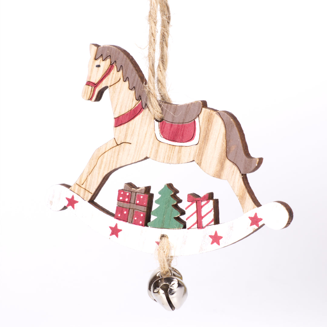 Set of Hanging Wooden Christmas Rocking Horses