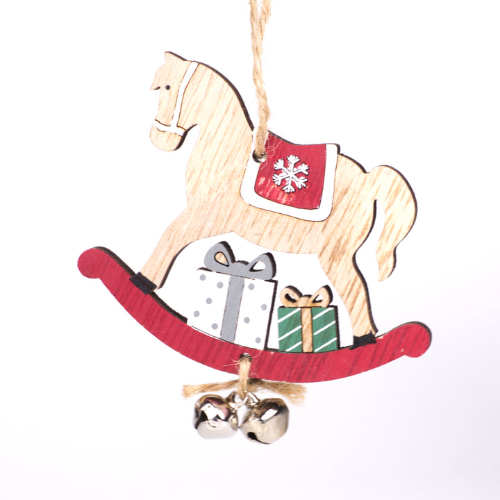 Set of Hanging Wooden Christmas Rocking Horses