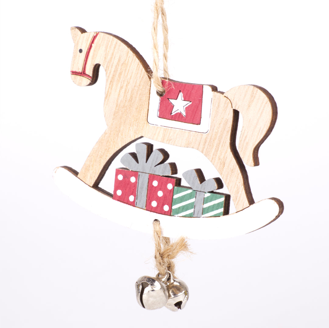 Set of Hanging Wooden Christmas Rocking Horses