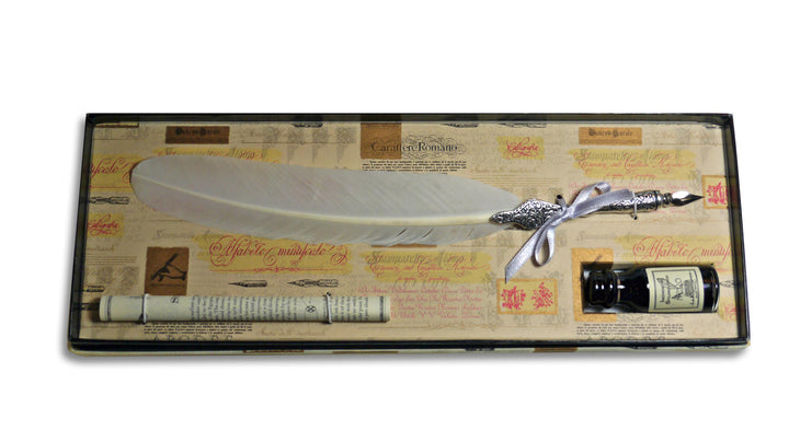 Feather Quill and Ink Set - White