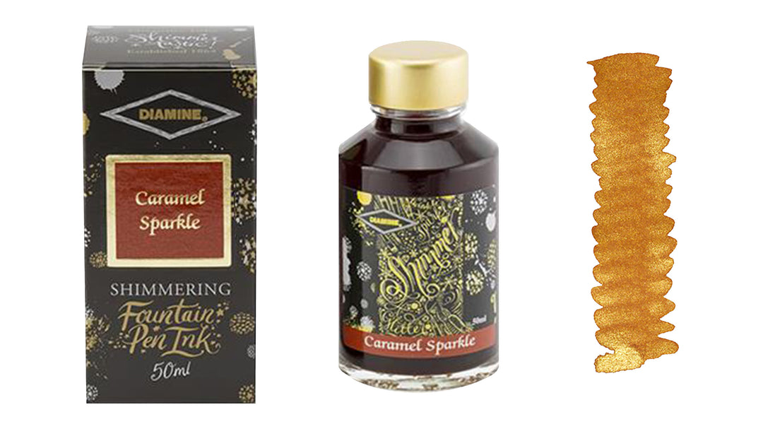 Diamine Shimmer Ink for Fountain Pens - Caramel Sparkle (Brown and Gold)