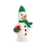 Felt Christmas Decoration - Snowman with Green Accessories