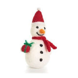 Felt Christmas Decoration - Snowman with Red Accessories