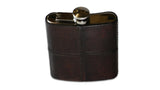Leather and Stainless Steel Hip Flask - brown