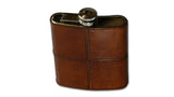 Leather and Stainless Steel Hip Flask - tan