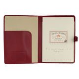 Leather Writing Folder - red leather with cream suede lining