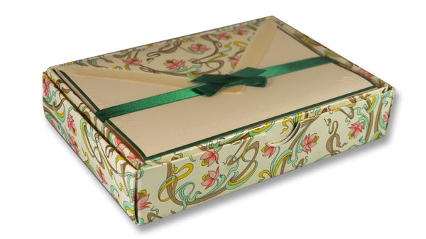 Bordered Folded Cards with Art Nouveau Floral Envelopes